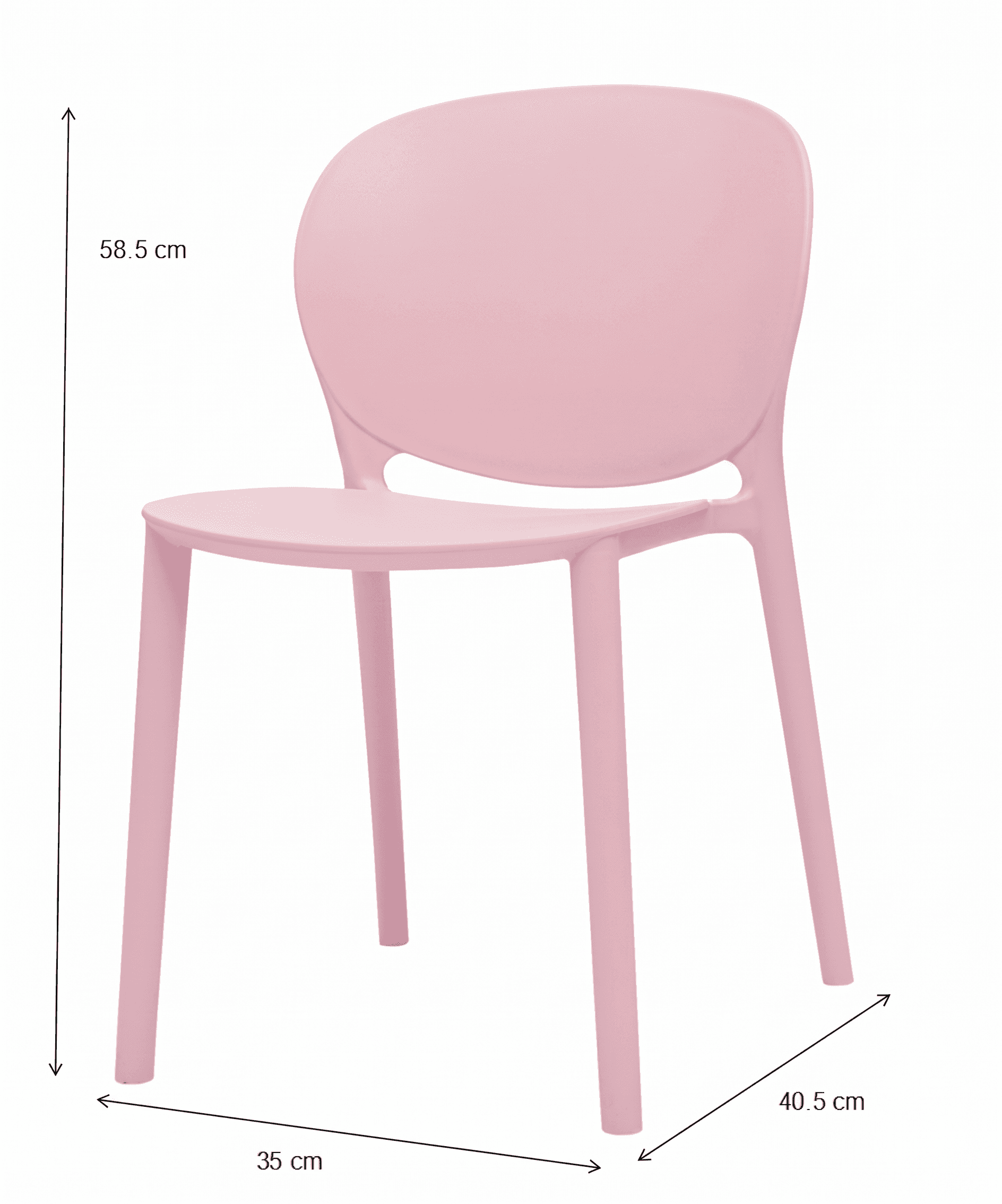 A modern, armless side chair constructed from a single piece of molded plastic in a soft pastel pink… — 3D model