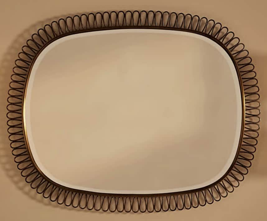 A vintage wall mirror featuring a rounded rectangular glass surface surrounded by a distinctive loop… — 3D model