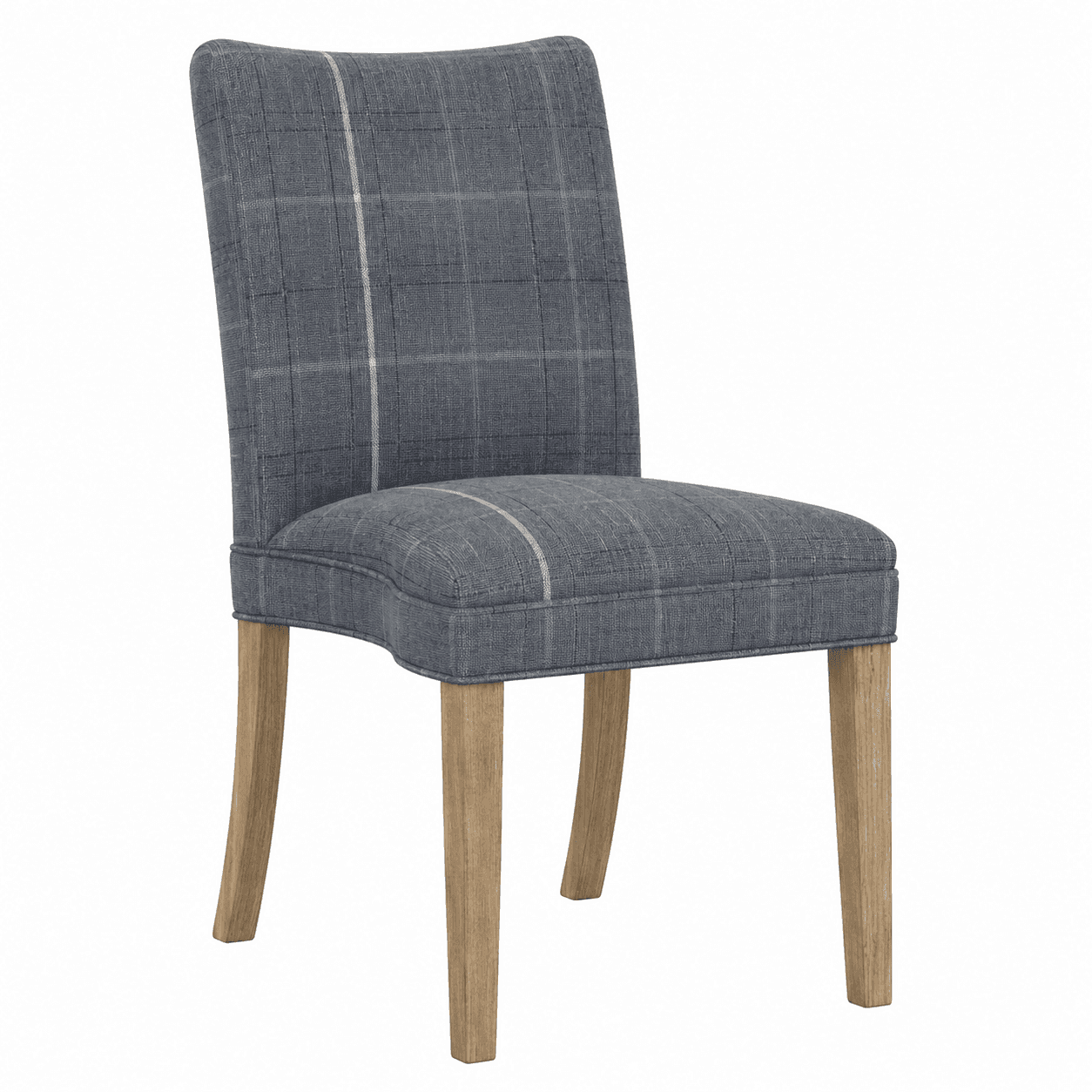 An armless upholstered dining chair featuring a high back and a padded seat. The chair is covered in… — 3D model