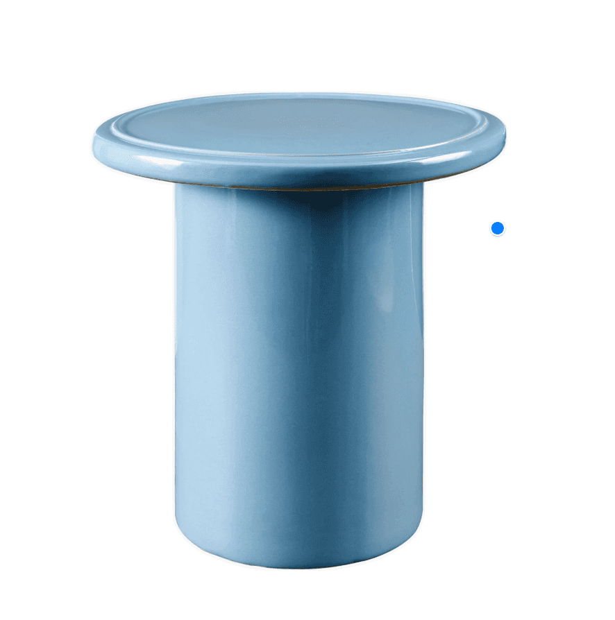 A cylindrical side table with a rounded tabletop. The table features a single, solid pedestal base t… — 3D model