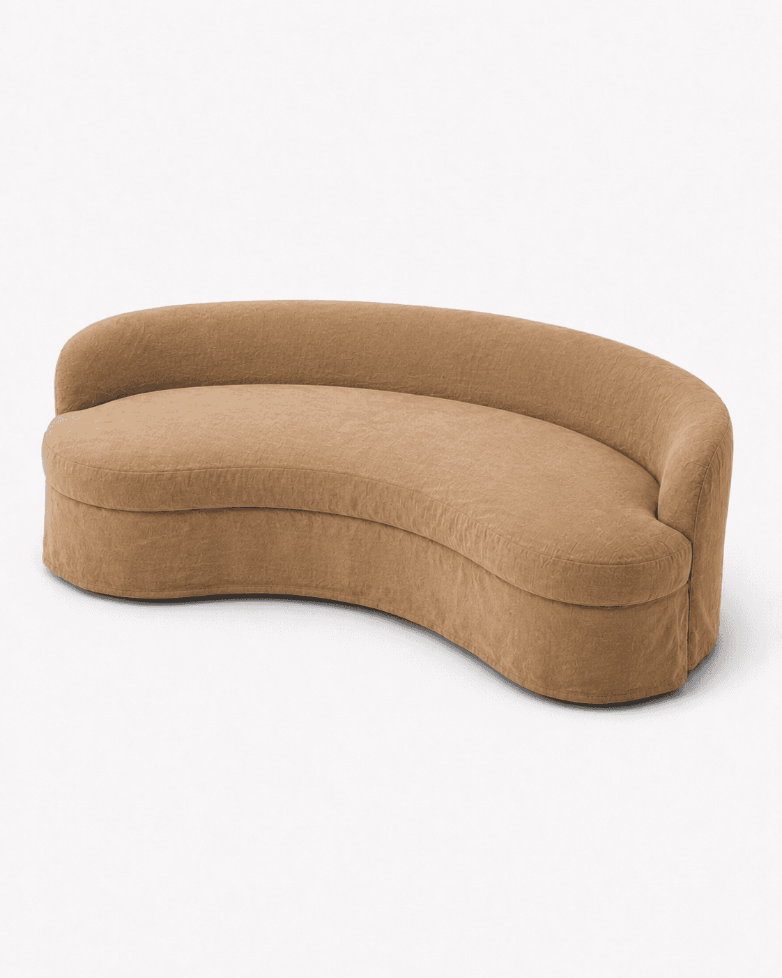 A curved, upholstered sofa with a low profile and rounded edges. The sofa features a continuous back… — 3D model
