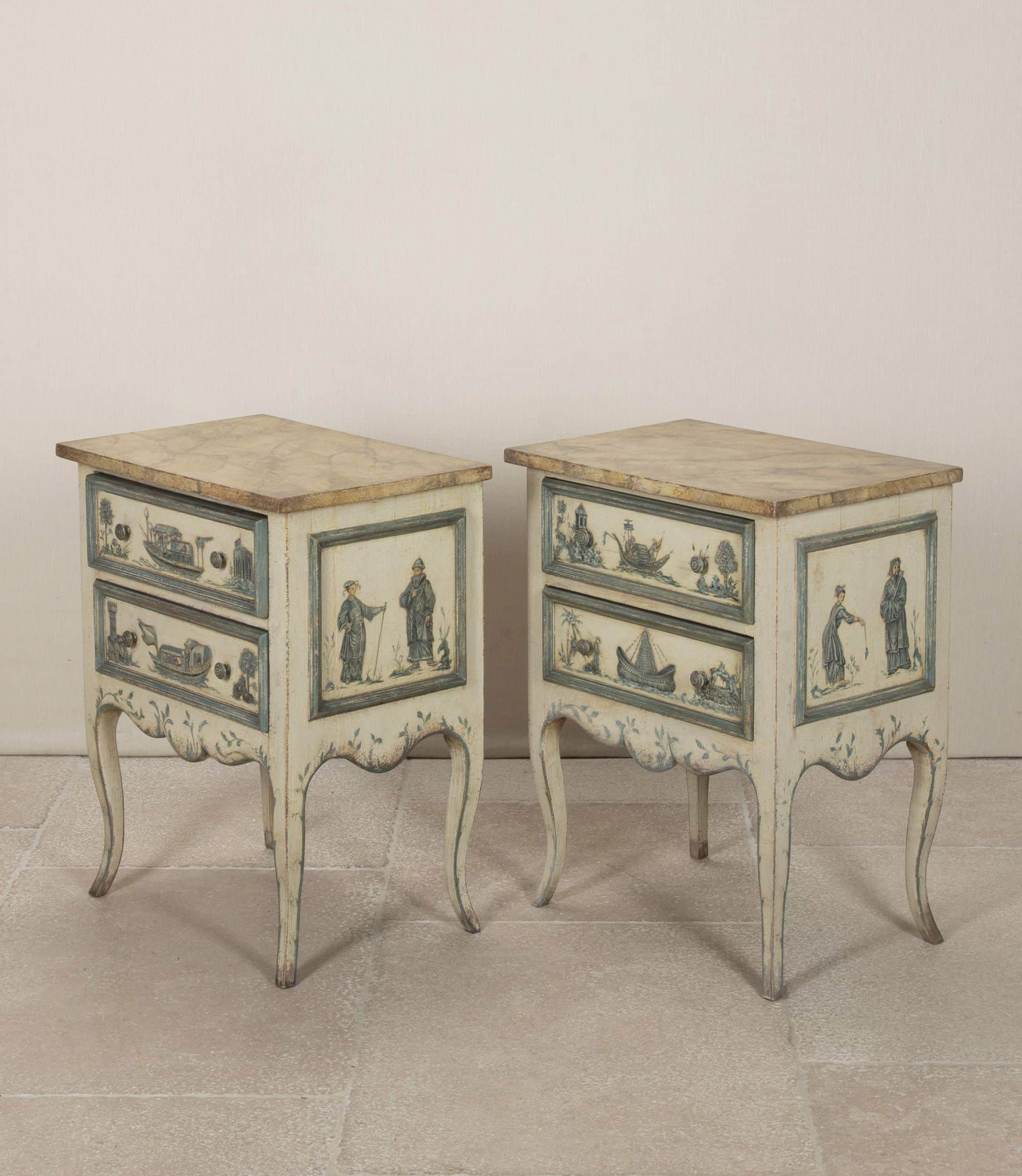A small, two-drawer chest of drawers with a rectangular top and curved legs. The front of the drawer… — 3D model
