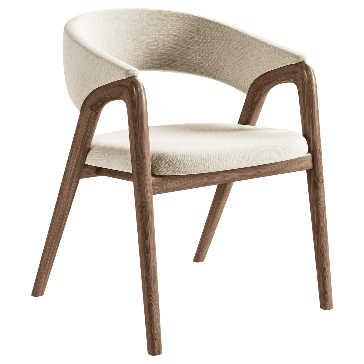 A modern armchair featuring a curved, fully upholstered backrest that flows into integrated armrests… — 3D model
