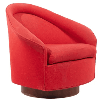 A contemporary red upholstered swivel armchair featuring a continuous, rounded backrest and integrat… — 3D model
