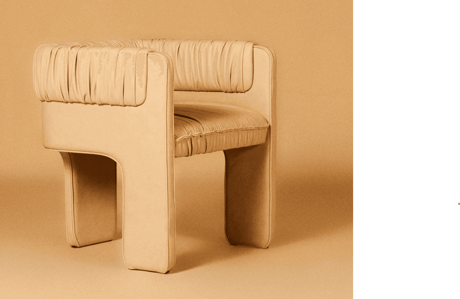 A contemporary armchair featuring a distinctive ruched and gathered upholstery design, rendered in a… — 3D model