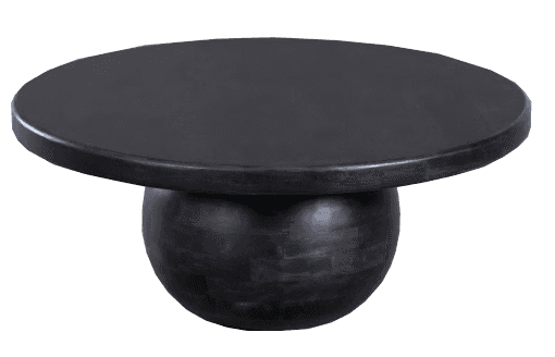 A round coffee table with a single pedestal base. The table has a dark, matte finish and appears to… — 3D model