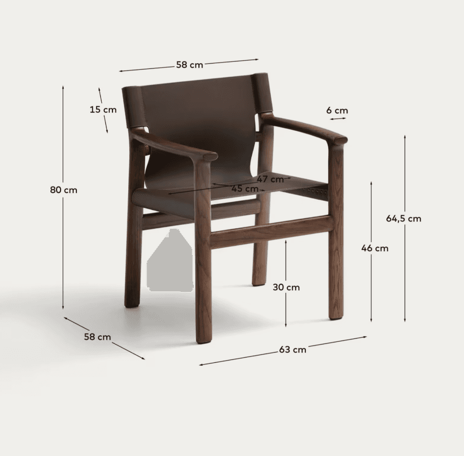 A modern armchair with a dark brown leather seat and backrest, supported by a dark wood frame. The f… — free OBJ 3D model
