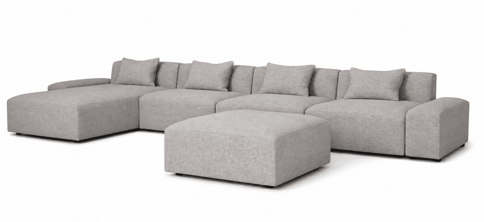 A modular sectional sofa with a chaise lounge component and a separate ottoman. The sofa features a… — free SKP 3D model