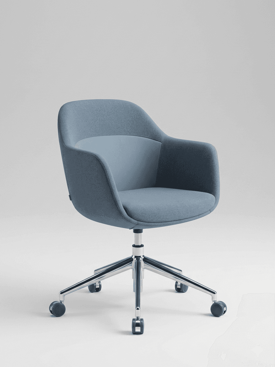 A modern office chair with a contoured seat and back, featuring upholstered armrests. The chair is s… — 3D model