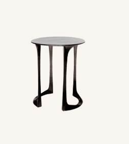 A modern, sculptural side table featuring a round tabletop supported by a distinctive three-legged b… — 3D model