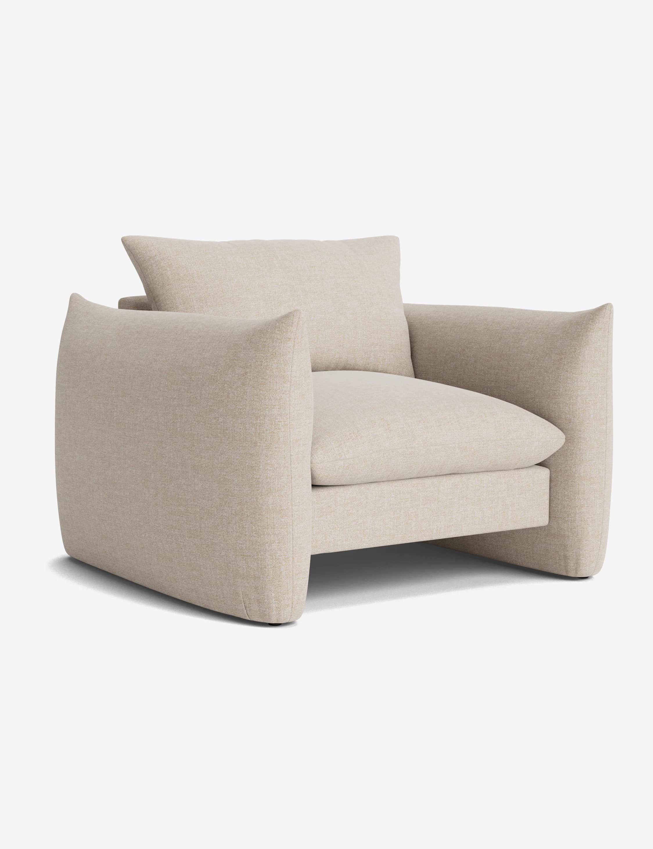 A modern upholstered armchair featuring a clean, boxy silhouette with generous proportions. It is co… — free OBJ 3D model