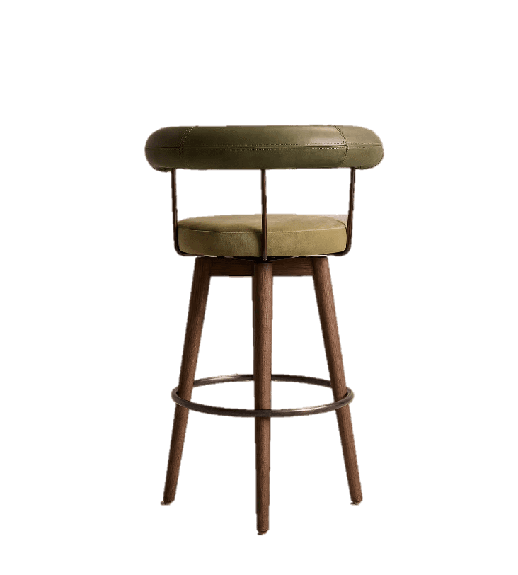 A bar stool with a padded backrest and seat. The stool has a metal frame supporting the backrest and… — free SKP 3D model