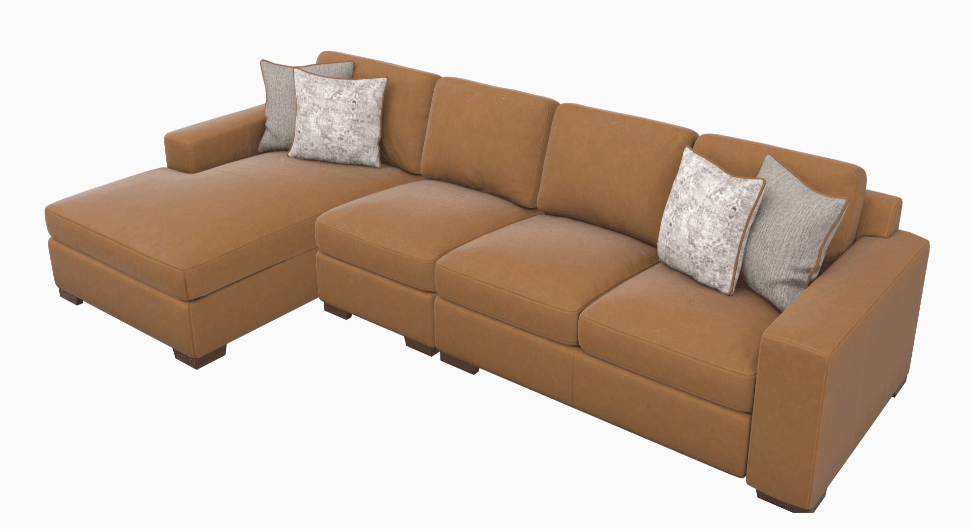 A modular sectional sofa with a chaise lounge on the left side. The sofa features multiple seat cush… — 3D model