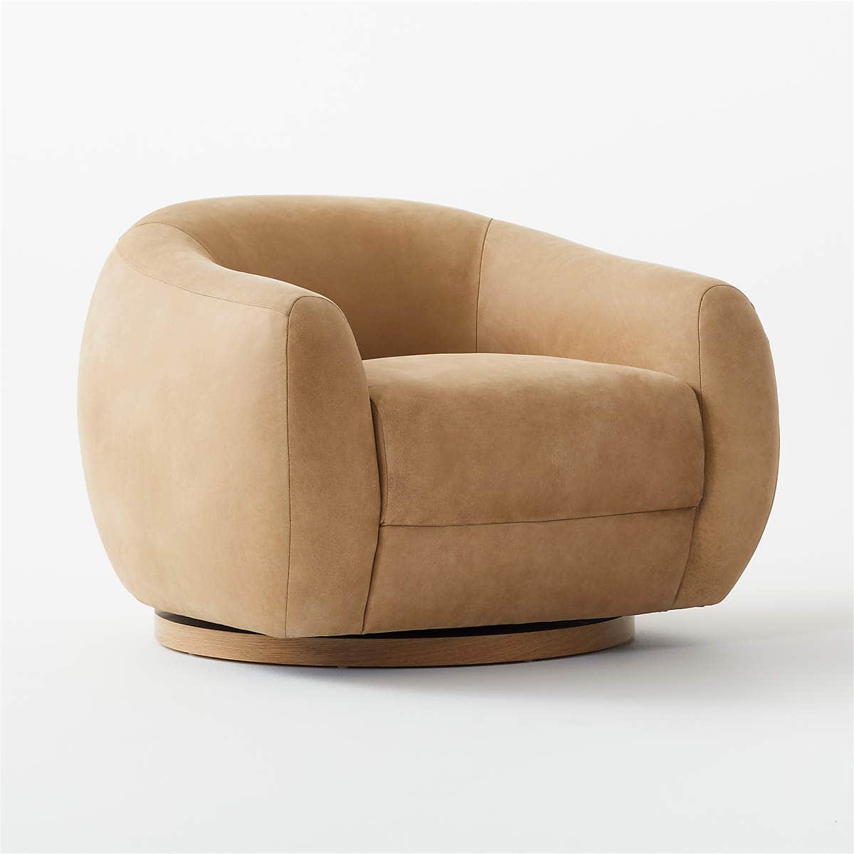 A contemporary armchair with a rounded, barrel-shaped silhouette. It features a low-profile design w… — 3D model