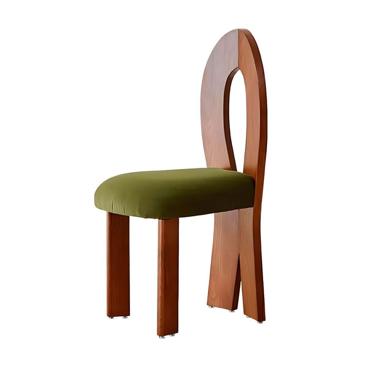 A chair with a distinctive curved backrest that forms a large, open oval shape. The seat is upholste… — 3D model