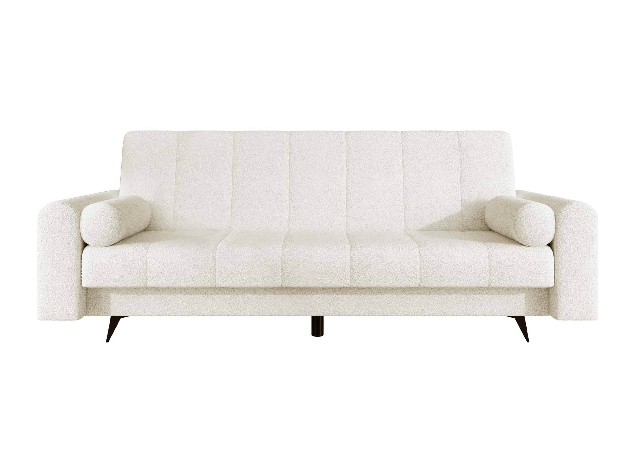 A contemporary white sofa bed featuring channel-tufted upholstery on both the seat and backrest. It… — 3D model