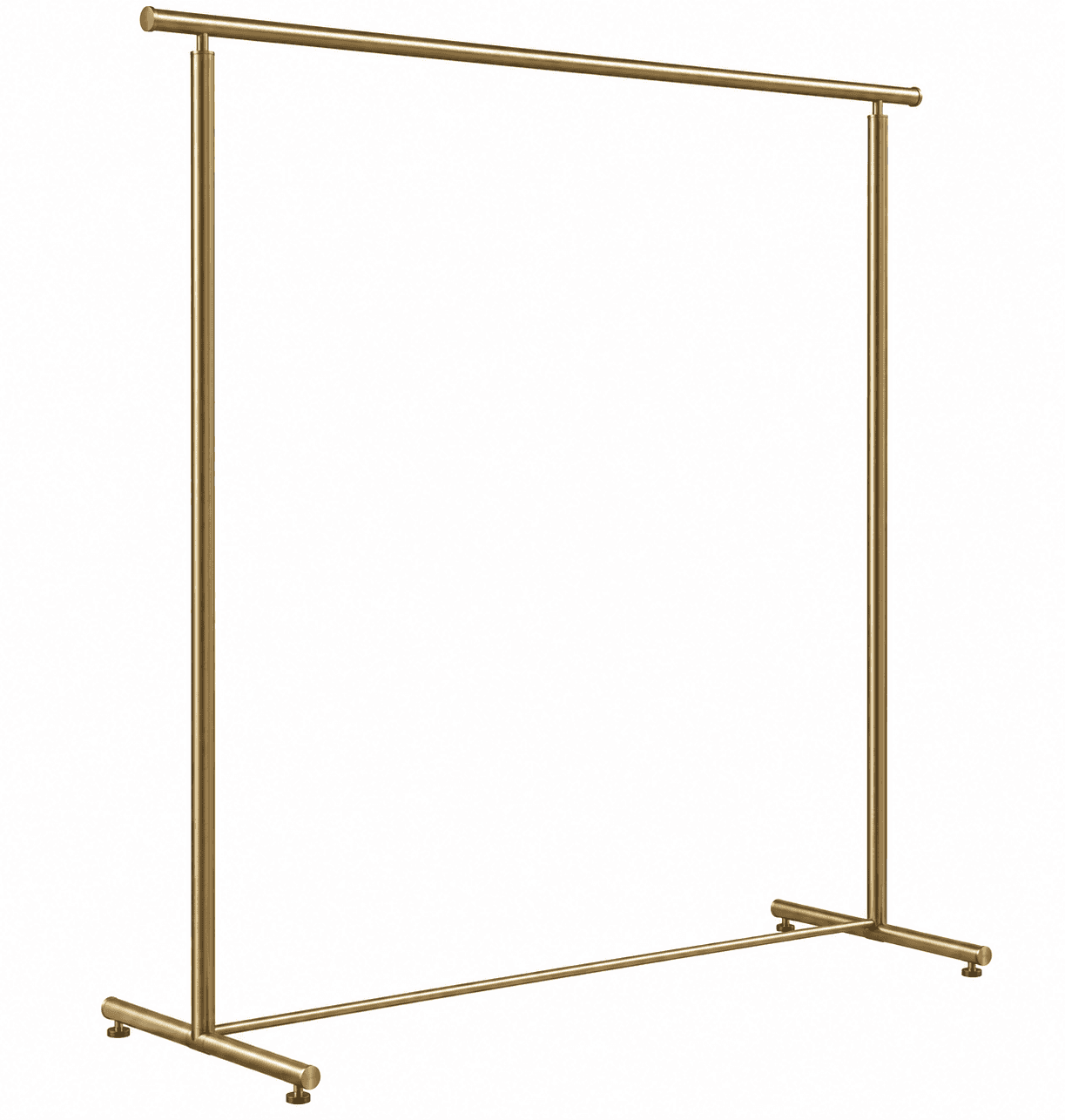 A minimalist, freestanding garment rack constructed from gold-finished metal tubing. It features a s… — free FBX 3D model