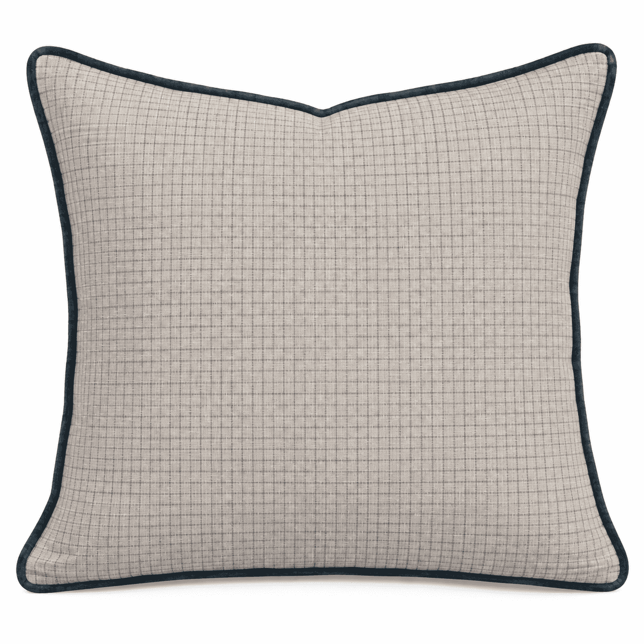 A square decorative throw pillow featuring a subtle beige grid pattern on a light background, finish… — 3D model