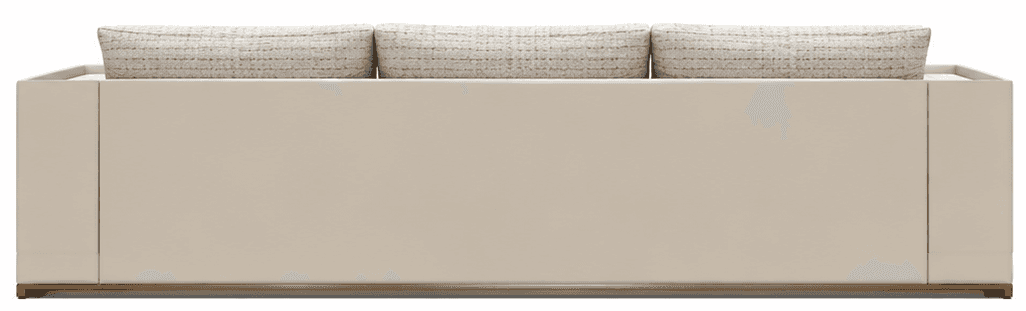 A modern sofa, viewed from the rear, featuring a low-profile, solid box-frame structure in a pale be… — free STL 3D model