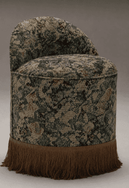 An upholstered round back chair or vanity stool featuring a distinctive multi-color patterned fabric… — free OBJ 3D model