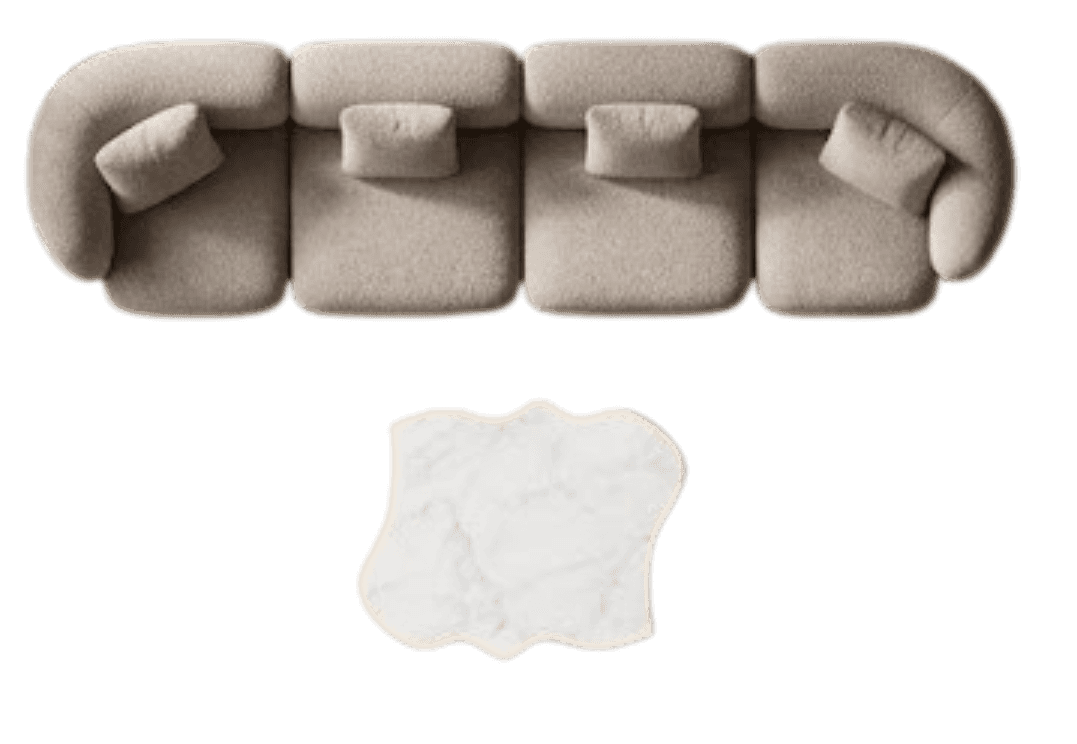 An overhead view of a contemporary modular sectional sofa. The sofa features multiple curvilinear se… — free SKP 3D model