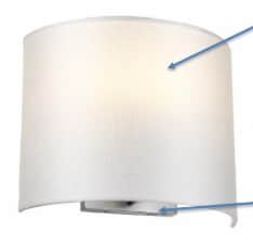A modern wall sconce featuring a curved, frosted white glass or acrylic shade affixed to a brushed m… — 3D model