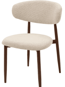 A modern armless chair featuring a padded, light-toned, boucle-textured upholstered seat and a gentl… — 3D model