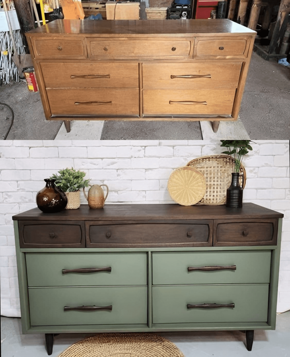 This is a dresser with a top section featuring two smaller drawers and a lower section with six larg… — 3D model