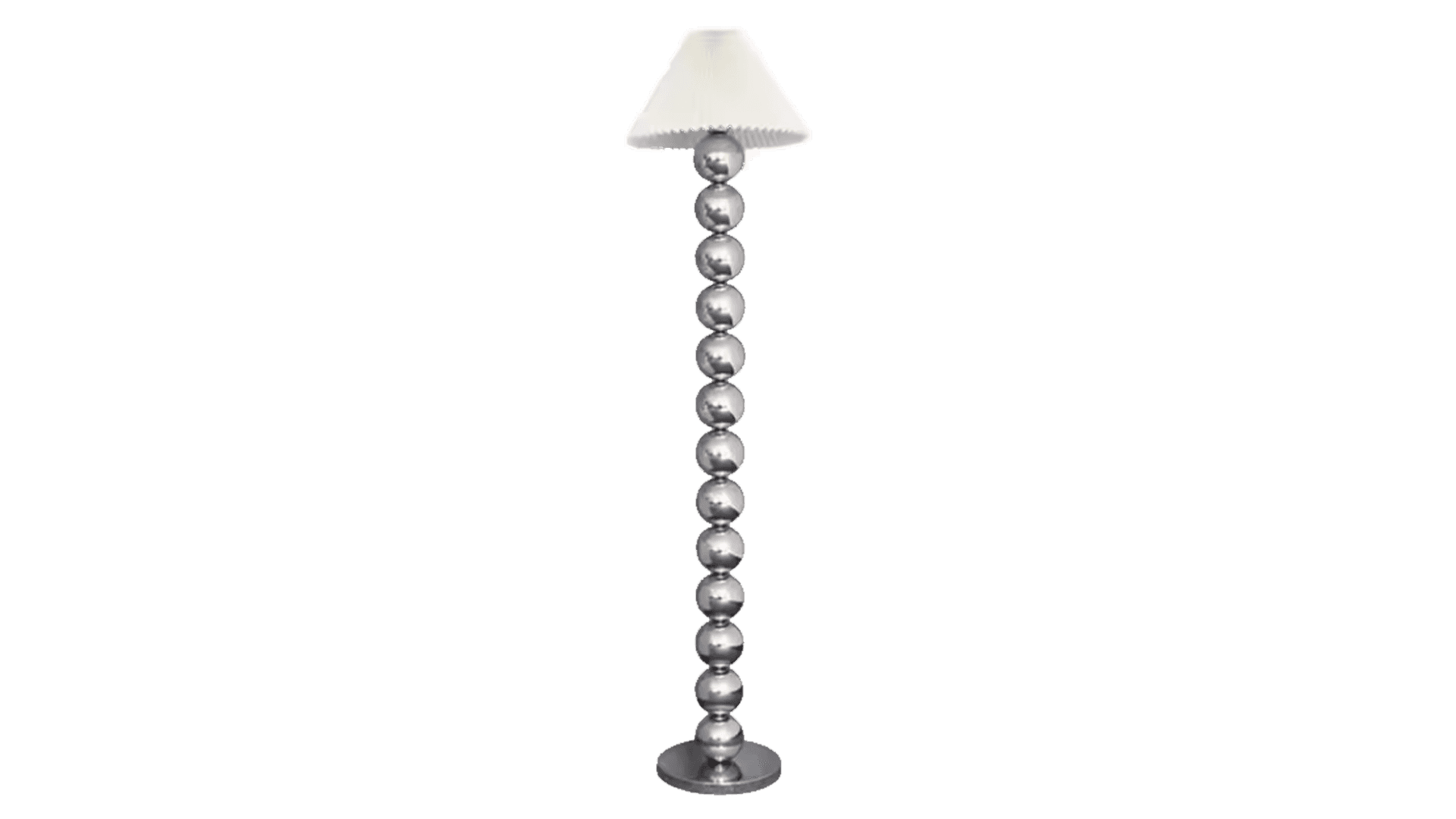A floor lamp with a stacked spherical base and stem, topped with a white pleated lampshade. The base… — free STL 3D model