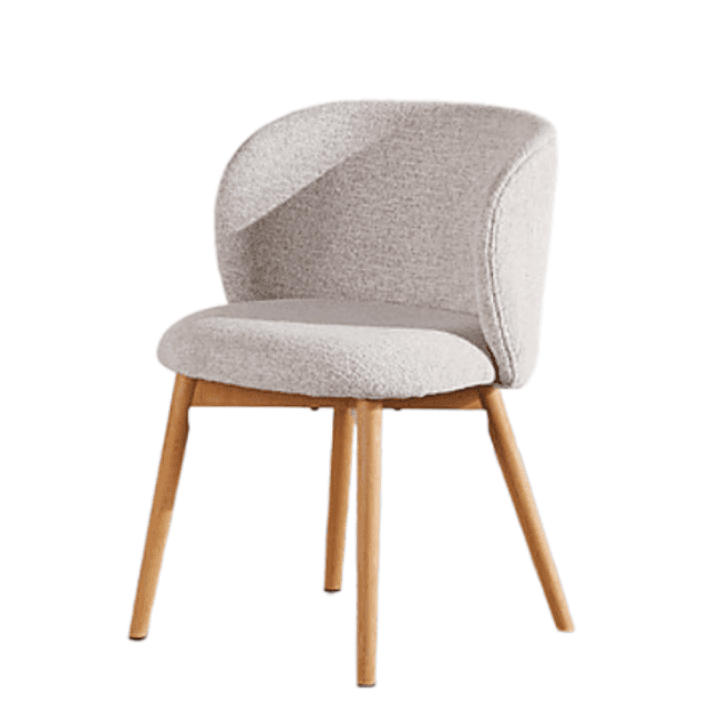A modern upholstered chair featuring a continuous curved back and integrated armrests, covered in a… — 3D model