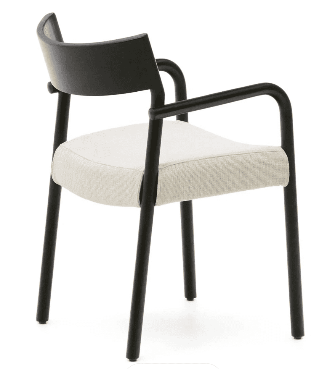 A contemporary armchair featuring a matte black tubular frame with integrated armrests and legs. The… — 3D model