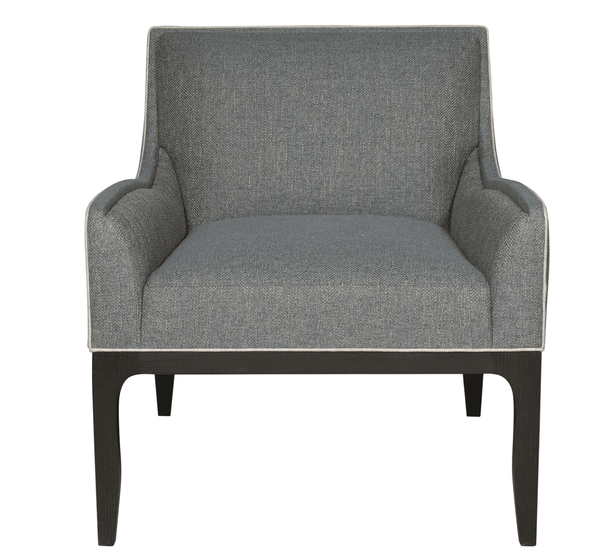 A contemporary armchair with a high back and flared arms. The upholstery features a subtle herringbo… — 3D model