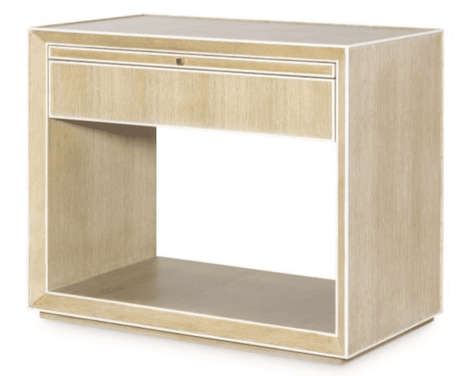 A contemporary rectangular nightstand made from light-colored, possibly bleached or cerused, wood. I… — 3D model
