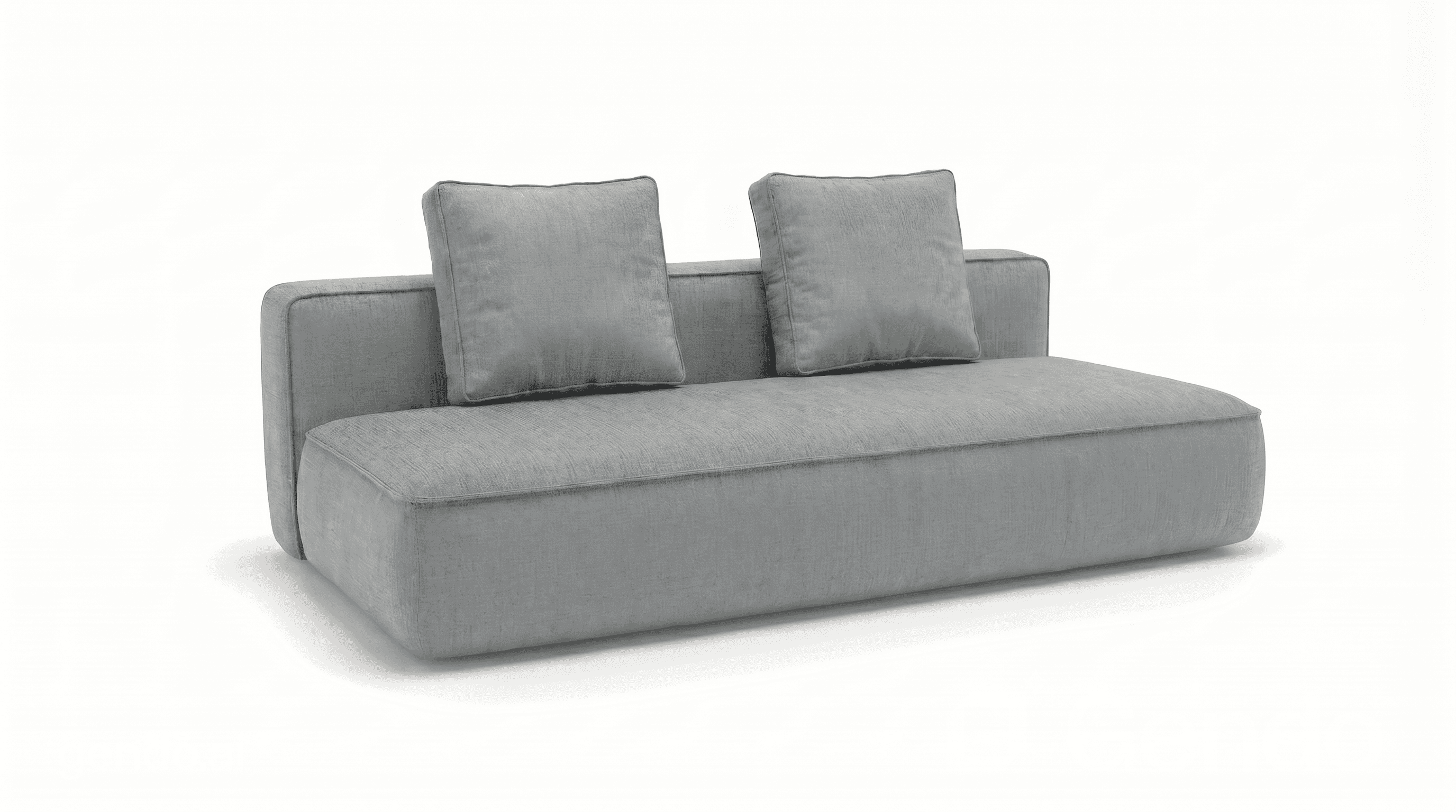 A modern, low-profile sofa with clean lines and a rectangular form. It features a deep seat and a st… — free GLTF 3D model