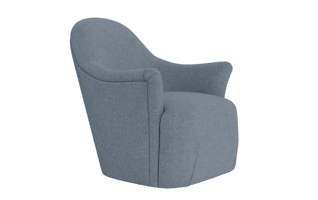 A upholstered armchair with a rounded back and arms, featuring a visible fabric texture and a modern, organic silhouette. The armchair is presented against a solid black background, isolating its form. The curvature of the design suggests comfort and a contemporary aesthetic. — 3D model