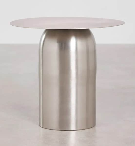 A modern, cylindrical end table with a rounded top. The base is a smooth, curved cylinder that flare… — 3D model
