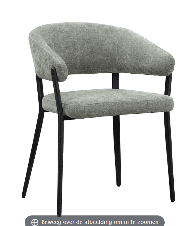 A modern upholstered armchair with a curved back and seat, supported by four slender, black metal le… — 3D model