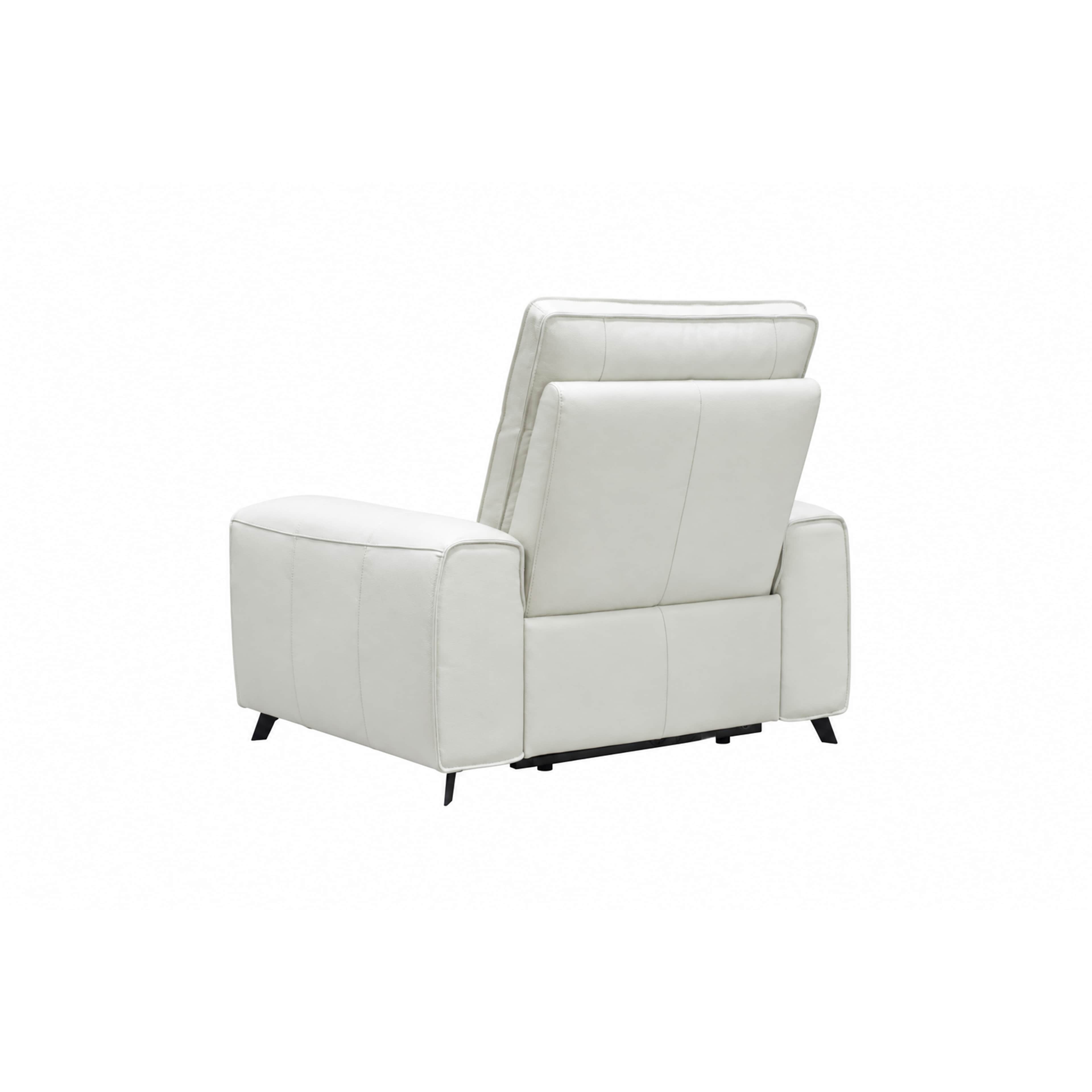 A modern reclining armchair upholstered in white leather, featuring a segmented backrest with an adj… — free GLB 3D model