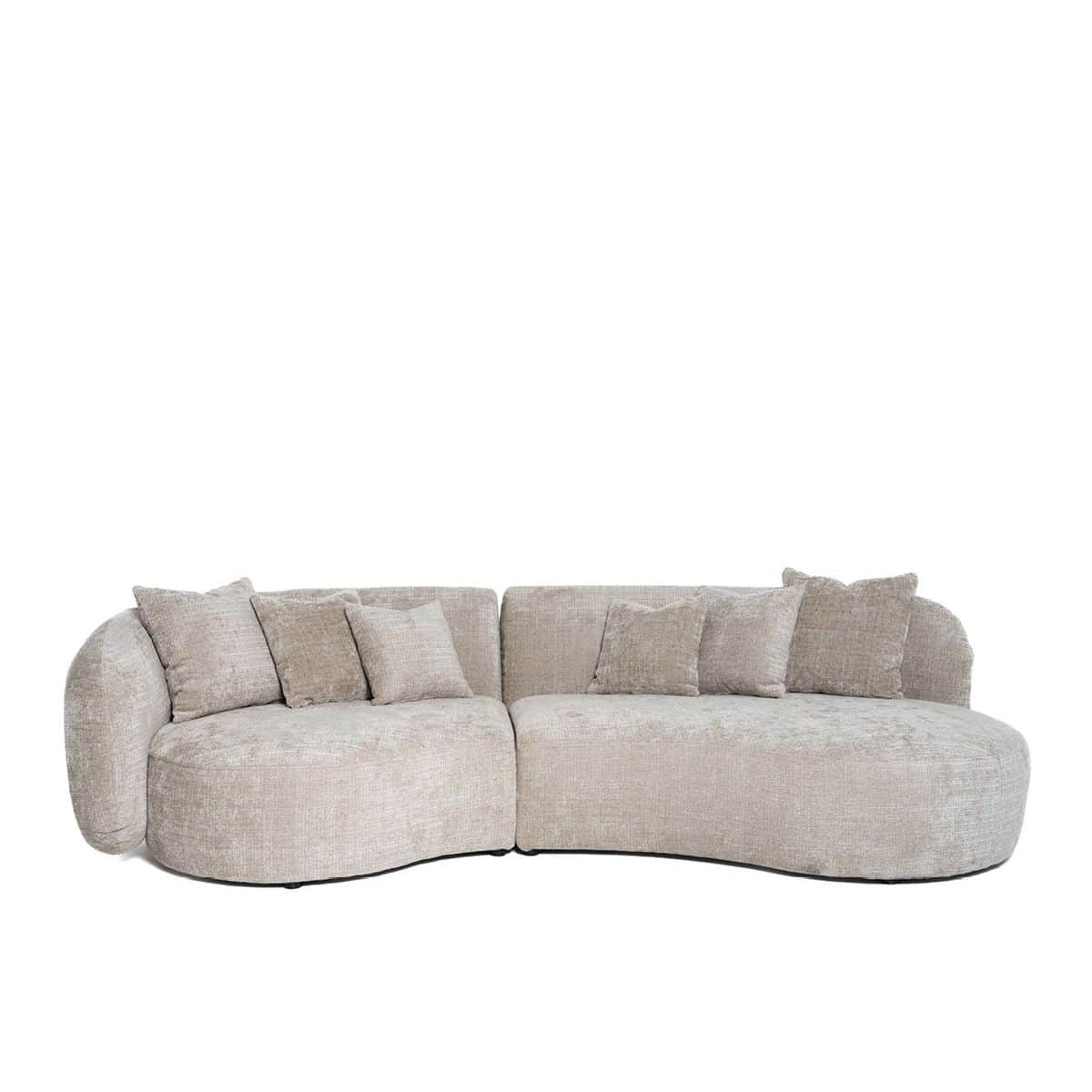 A modern, curved sectional sofa with rounded arms and a low profile. The sofa features a textured, l… — free GLTF 3D model