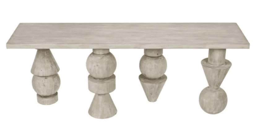 An elongated, rectangular coffee table crafted from wood with a light, whitewashed finish. It featur… — free STL 3D model