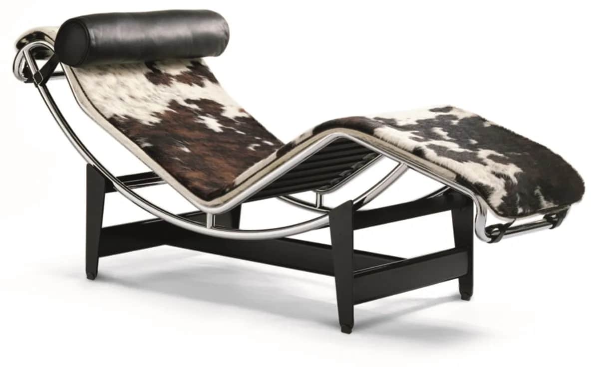 A Le Corbusier LC4 Chaise Lounge, featuring a curved polished chrome steel frame and black lacquered… — 3D model