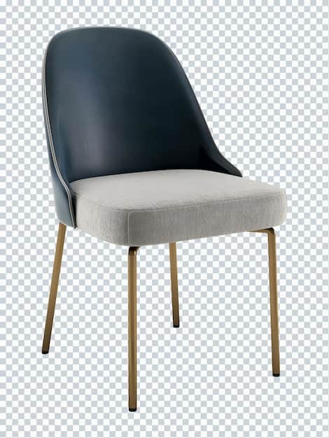 A modern dining chair with a curved backrest and a cushioned seat. The backrest is upholstered in a… — free GLB 3D model