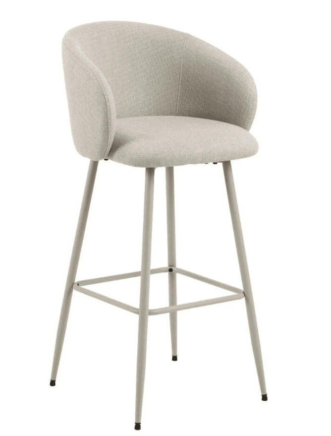 A modern counter-height bar stool featuring an upholstered, curved bucket seat and backrest, support… — free FBX 3D model