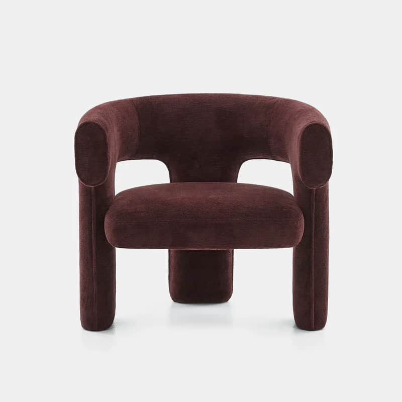 A modern, upholstered lounge chair featuring a distinctive sculptural and curvilinear form. The back… — free OBJ 3D model