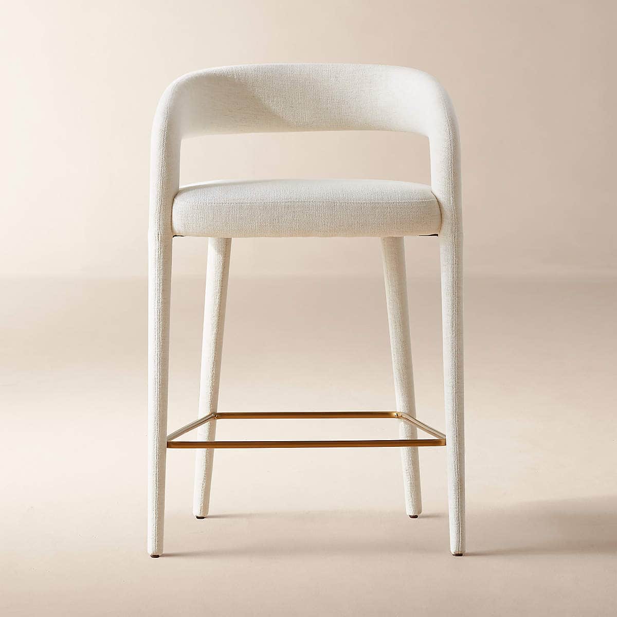 A contemporary bar stool featuring a fully upholstered body in an off-white textured fabric. The sto… — 3D model