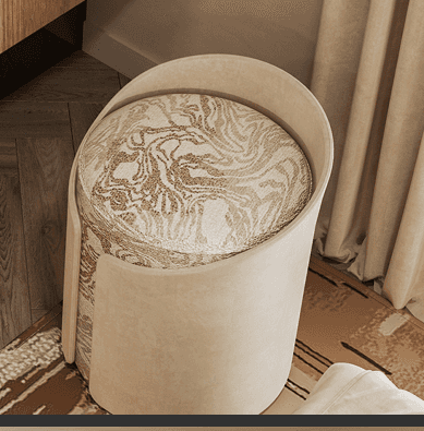 A contemporary barrel-shaped accent chair featuring a unique dual-upholstery design. The exterior sh… — 3D model