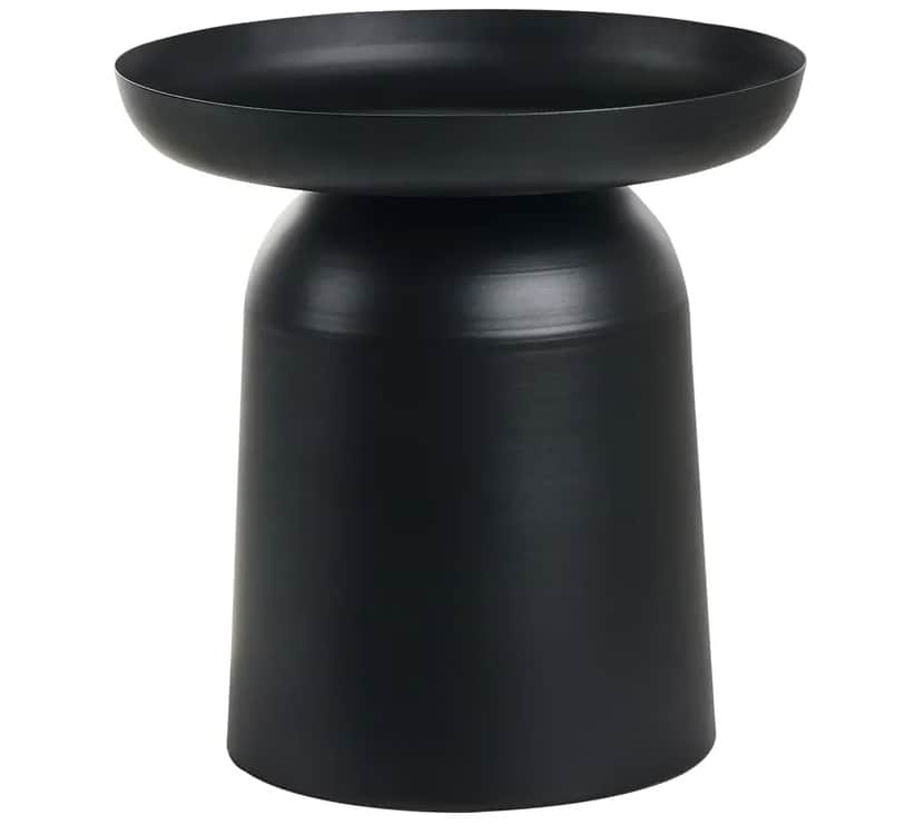 A modern side table constructed from black metal, featuring a minimalist design. The table has a wid… — 3D model