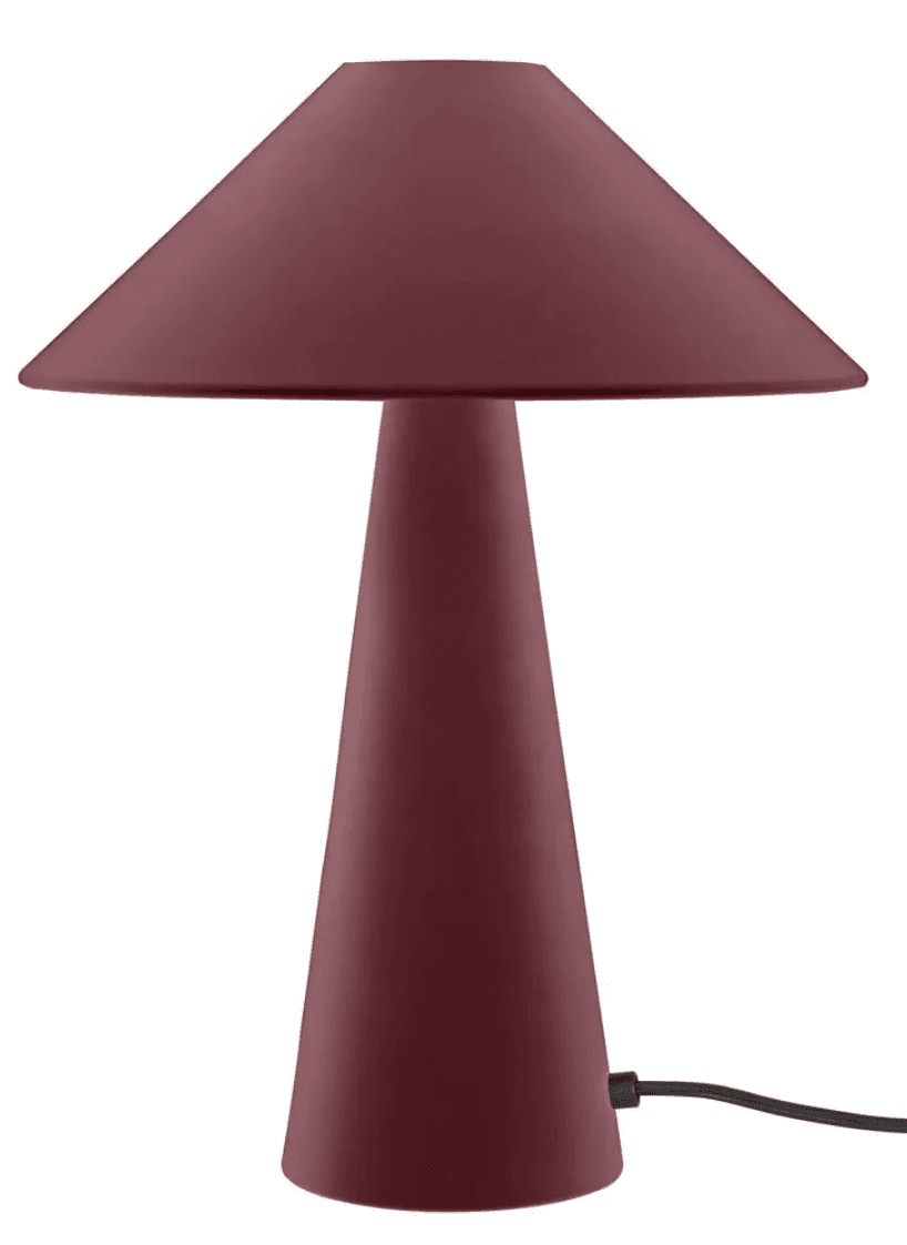 A modern table lamp featuring a monolithic design with a conical base and a wide, shallow conical sh… — 3D model