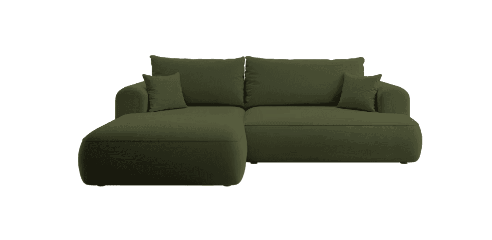 A sectional sofa with a chaise lounge. The sofa features a low profile, deep seating, and rounded ar… — free GLTF 3D model