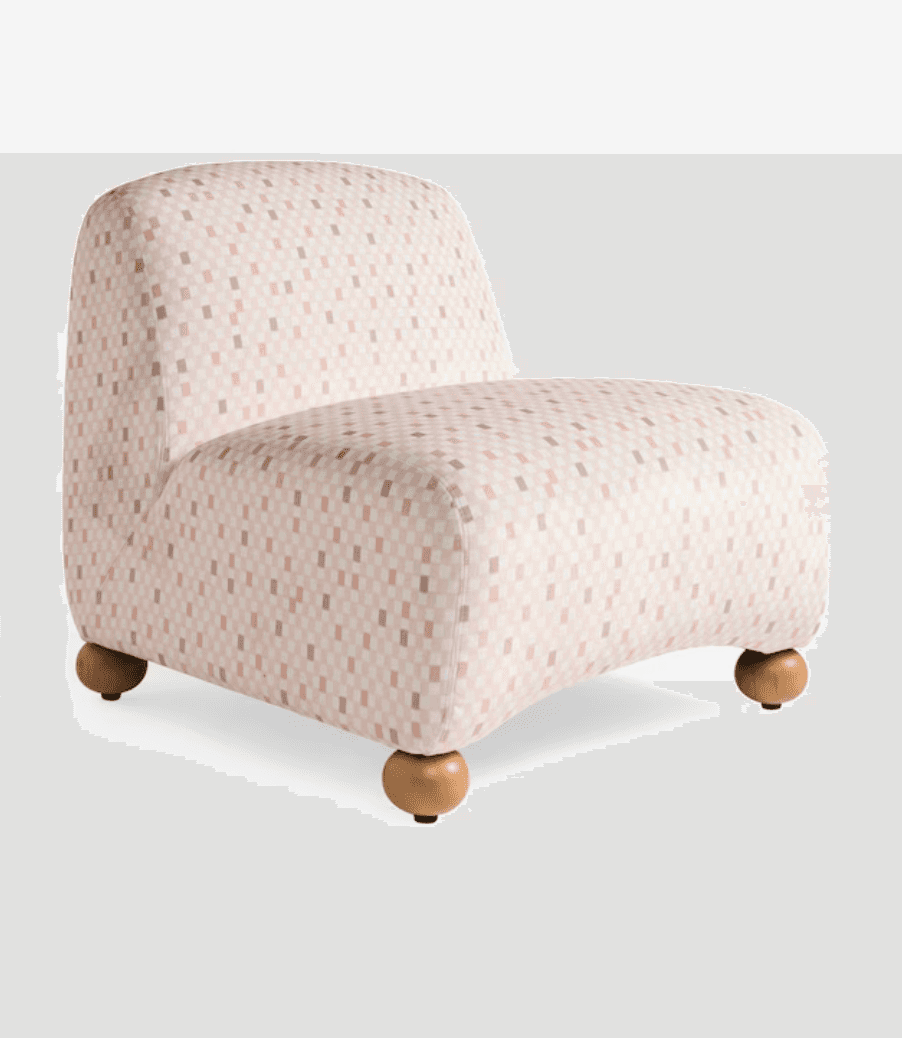 An armless upholstered chair featuring a contemporary design. The chair is covered in a fabric with… — 3D model